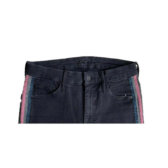MOTHER High Waisted Looker Ankle Fray Guilty Glitter Racer Raw Hem Size 26 - Picture 5 of 9